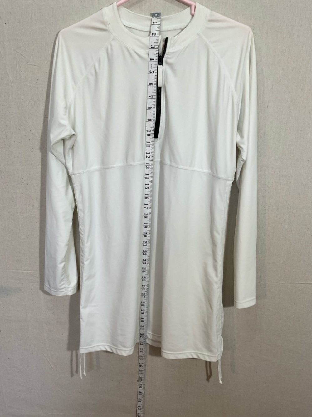 White long sleeve quarter zip, rash guard swimcover up tunic – XL –A+